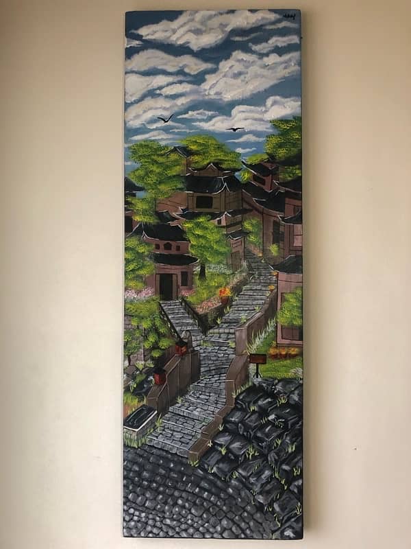 Beautiful hand painted Japanese inspired painting 0