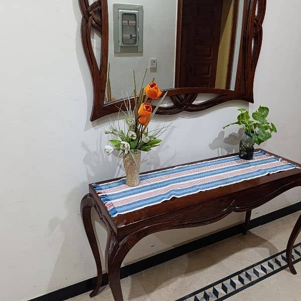 solid sheesham rose wood console table mirror 7