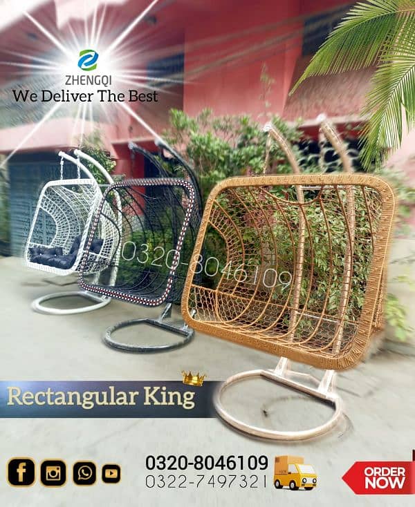 Double/Single Swing Chair - Rattan Swing Chair - Hanging Jhola Swing 0