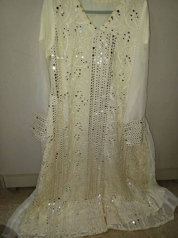 white chiffon long frock 1