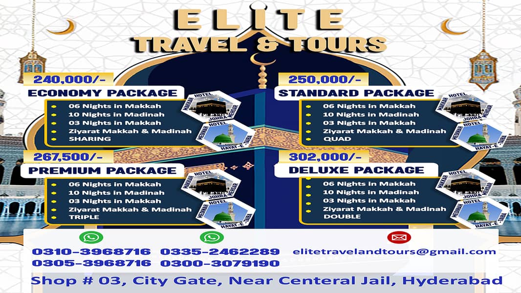 UMRAH PACKAGE | ECONOMY | STANDARD | PREMIUM | DELUXE PACKAGES AVAILA 0