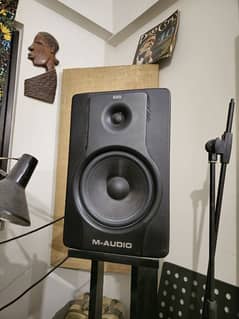 M Audio Bx8 D2 Studio Monitors with stands