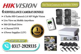 4 CCTV Cameras 2mp Bundle Brand HIKVision