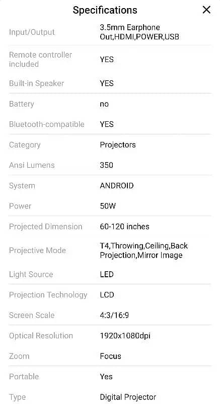 HD Projector |  X5 projector Android 4k multimedia | LED Projector 16