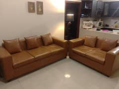 brown leather sofa set