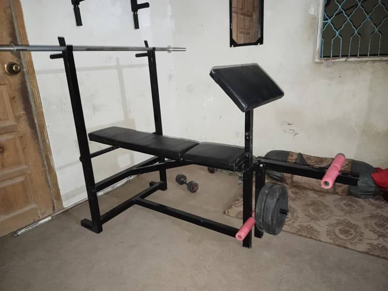 38kg 8 in 1 Bicep Curl Bench Press Rubber Coated Weight Plates Dumbbel 2