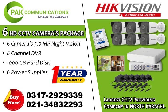 6 HD CCTV Cameras Package HIK Vision (Authorized Dealer) 0