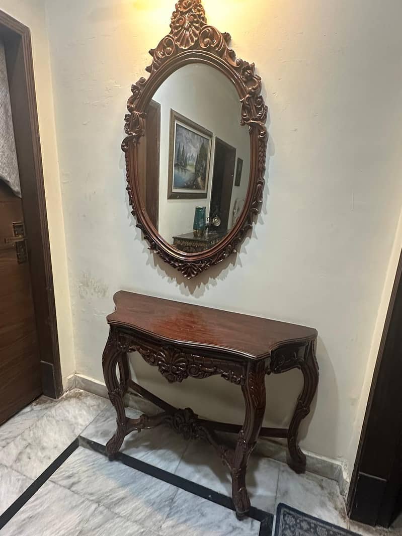 Sheeshum Wood Console With Mirror 3