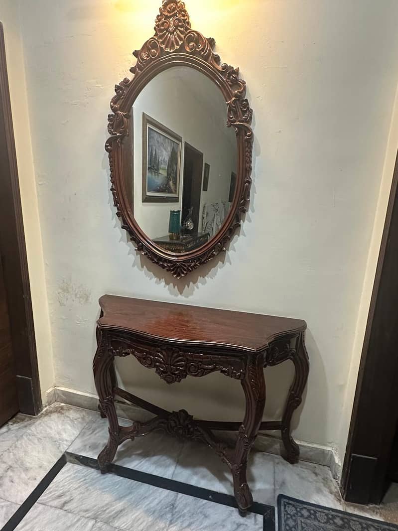 Sheeshum Wood Console With Mirror 6