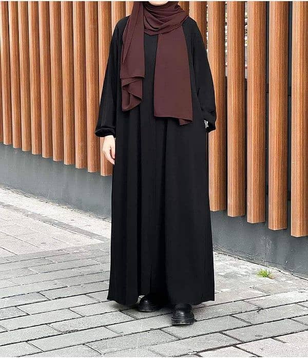 Stylish Women's  Abaya - 1 Pcs with Stoller in Black, Plain Design 0