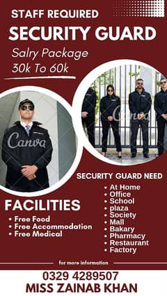 needs urgent staff security Guard jobs available in Lahore