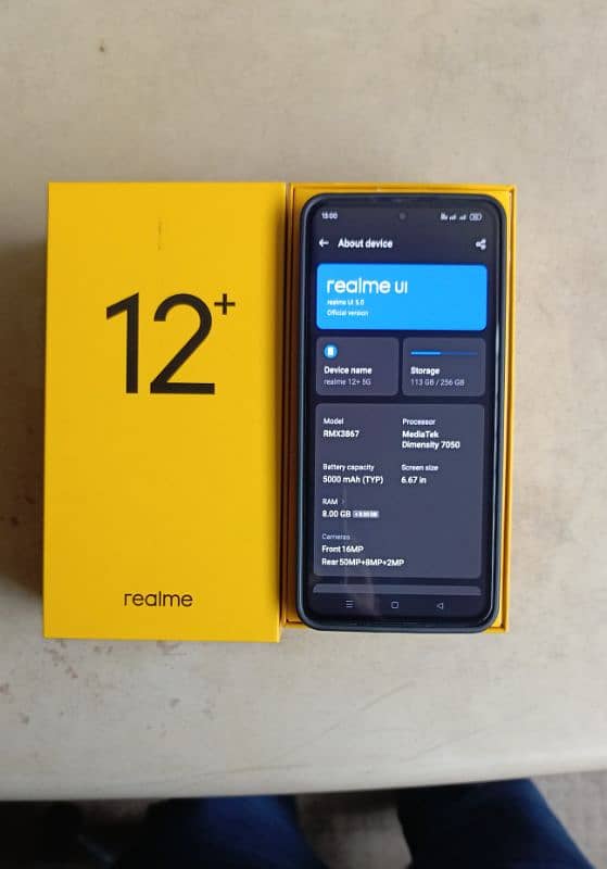 Realme 12+ plus 5G (256/8GB)Ram with complete box for sale 2