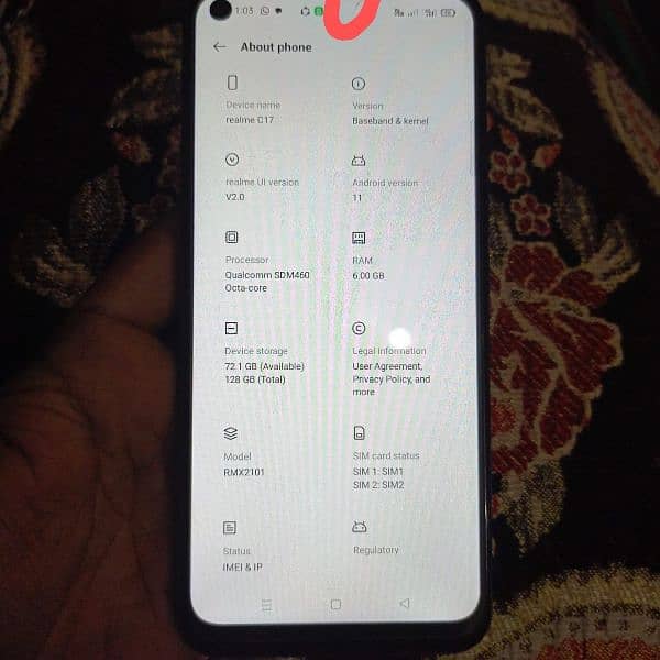 realme c17 6gb 128gb box Sath ha 10