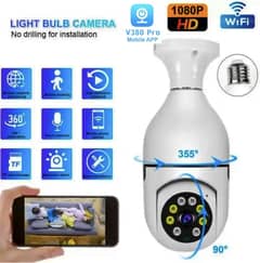 V380 Pro Wifi Bulb Camera 1080p PTZ 360° Wireless Security Camera