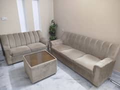 1 (3 seator sofa and one 2 seator sofa) with table