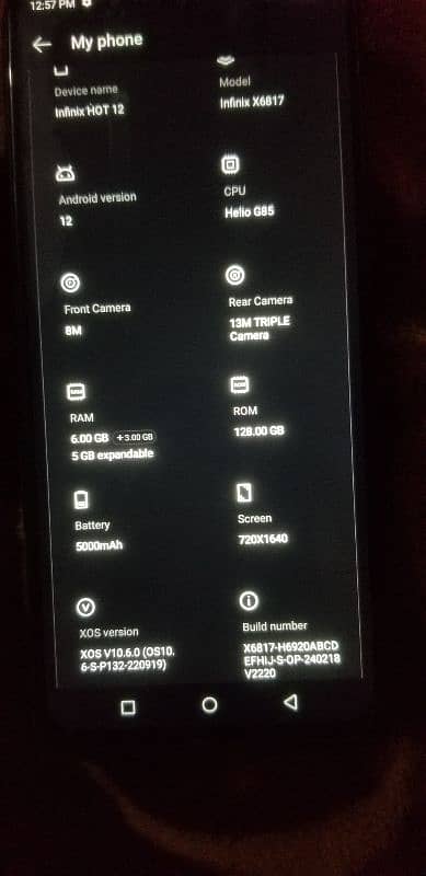 I am selling my infinix hot 12 6.128 lash condition 12