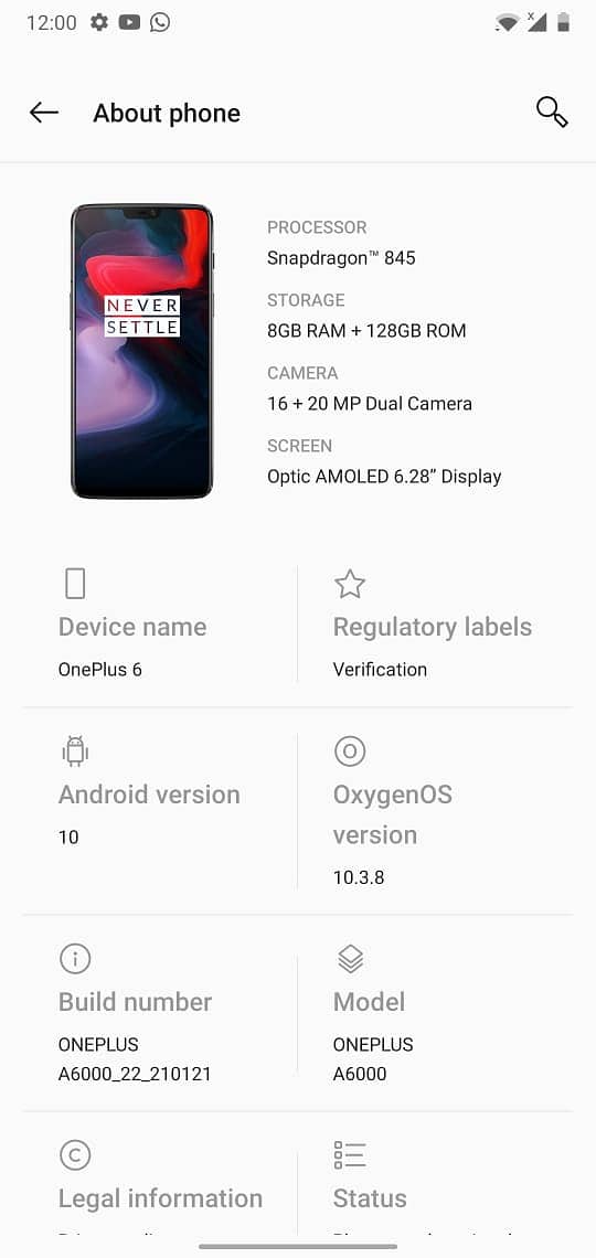 One Plus 6  8 GB RAM / 128 GB Storage 2