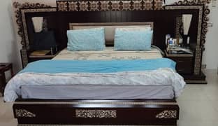 King bed pure wooden table & chairs