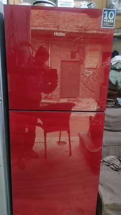 Haier fridge used for sale glass door Red color