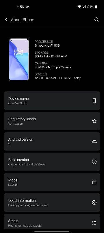 OnePlus 9 single sim pta 7