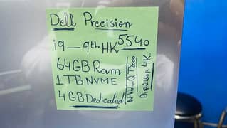 Dell Precision 5540 Workstation Core i9 9Th Generation