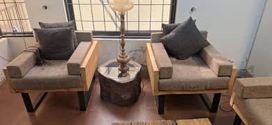 heavy Wooden and steel Sofa set