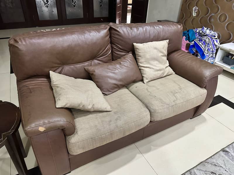 Sofa Set//wooden Sofa with 3 Center Table//7 Seater Sofa/leather Sofa 1