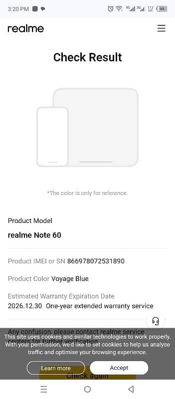 Realme Note 60, Approx 2 Years Warranty till 30 December 2/0/2/6 12