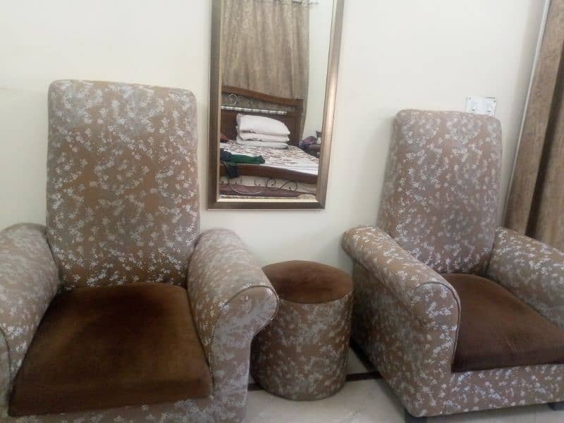 2 seater sofa with one stool 0