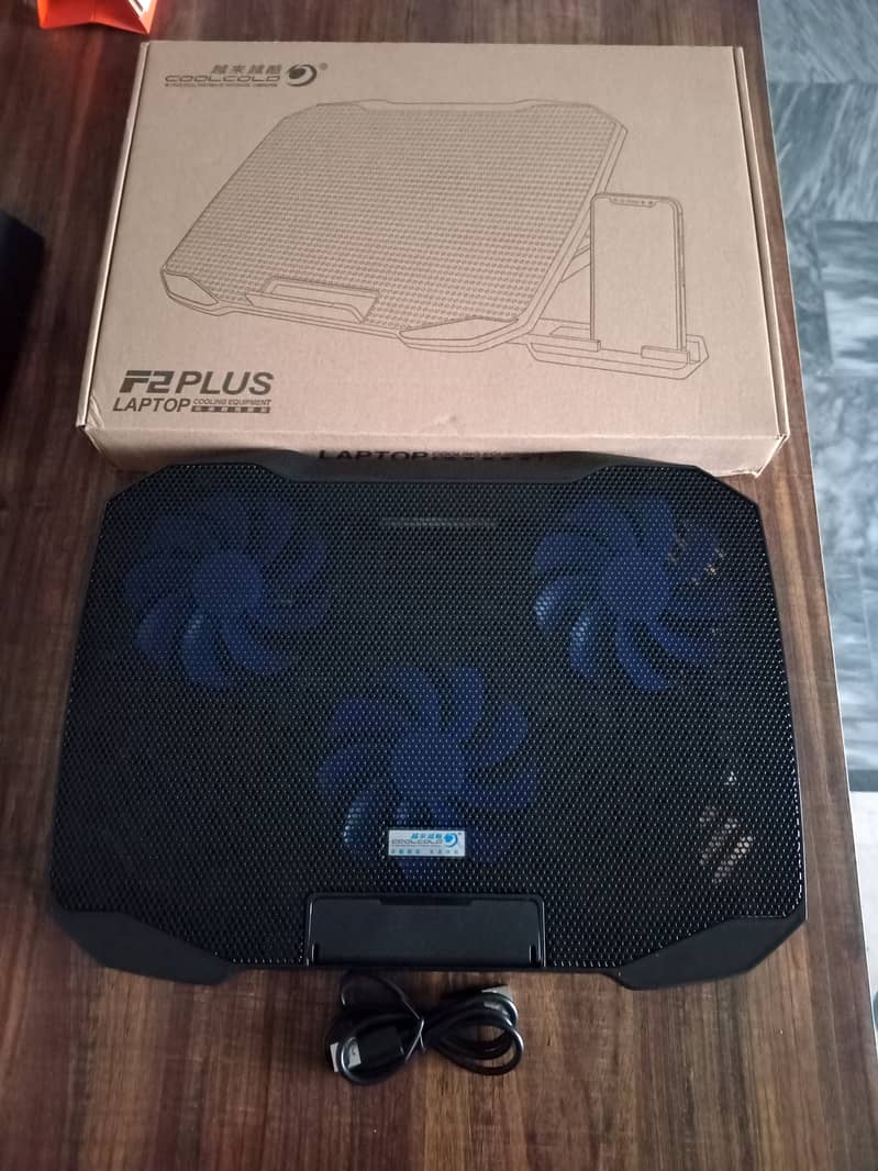 F2 Plus Laptop Cooling Pad Triple Fan with Mobile Holder 1