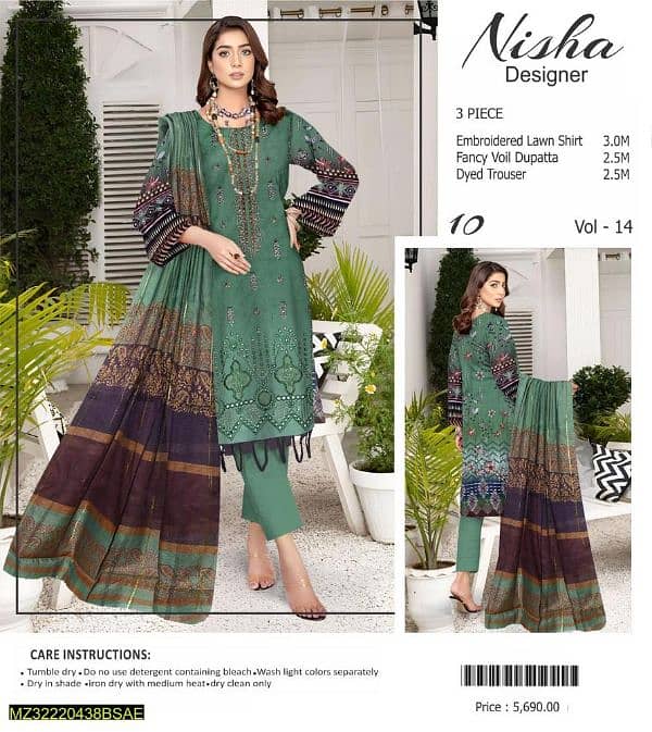 FAMOUS NISHA DESIGNER PRINTED LAWN 0