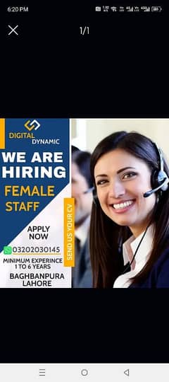 Female staff Required CSR jobs