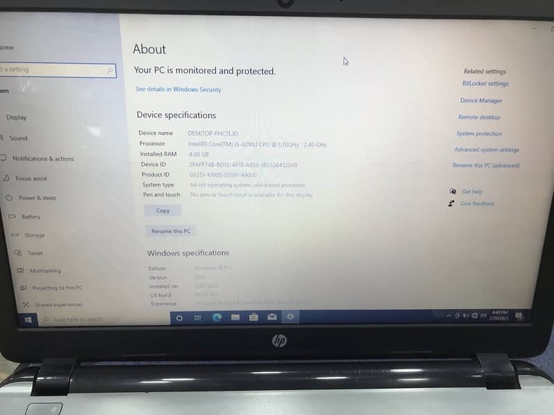 HP Laptop i5 4th Gen  4GB Ram 500GB Hdd windows 10 pro installed 1