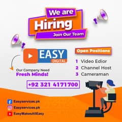 We're Hiring Video Editor / Cameraman / Video Host