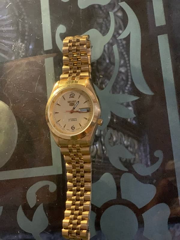 Seiko Automatic Gold Watch - 21 Jewels, Day-Date, Stainless Steel 8