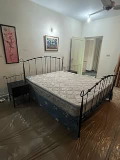 Iron Bed with 12" Molty Foam Mattress & Side Tables – Slightly Used