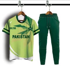 Men's Green Printed Micro Interlock Track Suit - 2 Pcs Set