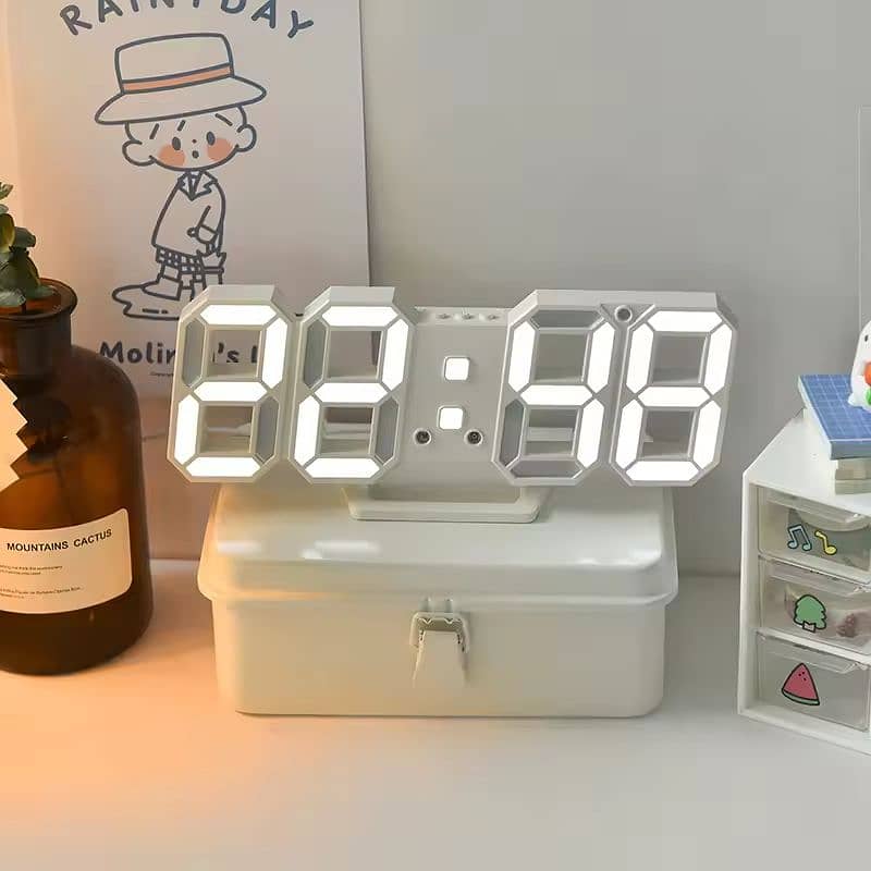 3D LED Digital Alarm Clock Three dimensional Wall Clock Hanging Watch 0