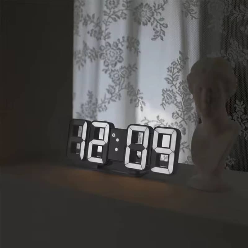 3D LED Digital Alarm Clock Three dimensional Wall Clock Hanging Watch 2