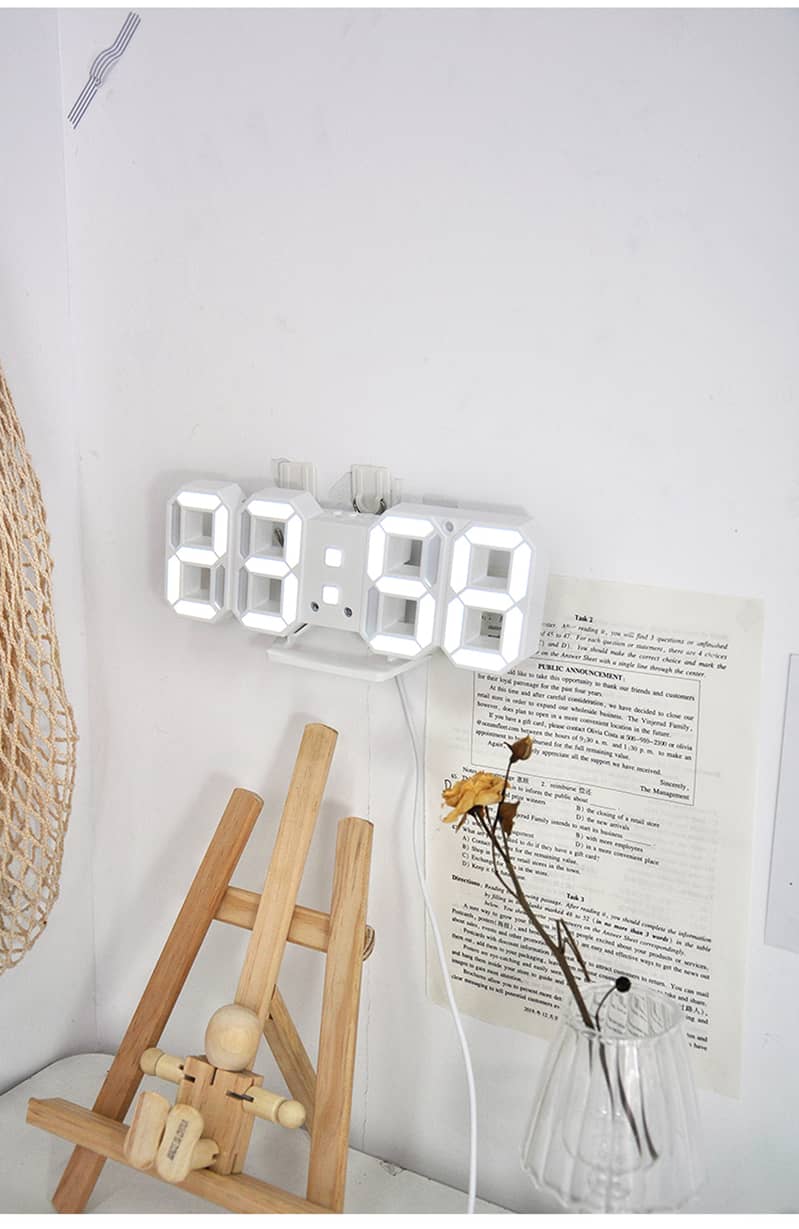 3D LED Digital Alarm Clock Three dimensional Wall Clock Hanging Watch 5