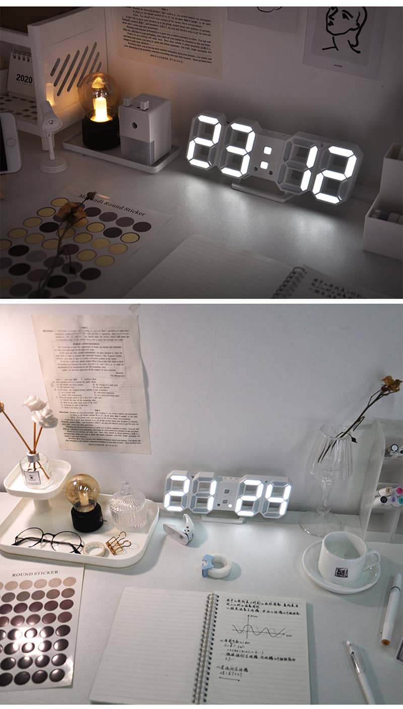 3D LED Digital Alarm Clock Three dimensional Wall Clock Hanging Watch 6