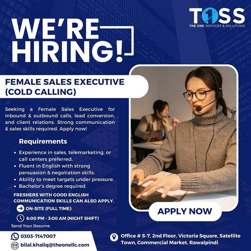 Female Sales Executive – Cold Calling 0