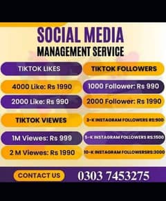 TikTok,Instagram,YouTube. Facebook I Likes Views Followers Subscribers