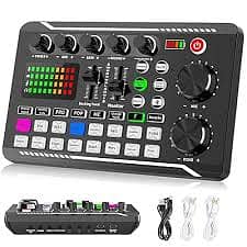 Facmogu F998 Live Sound Card Audio Mixer, Podcast Audio Interface with 1