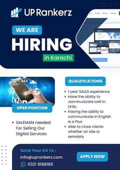 Salesman needed for selling web design & digital services in Karachi