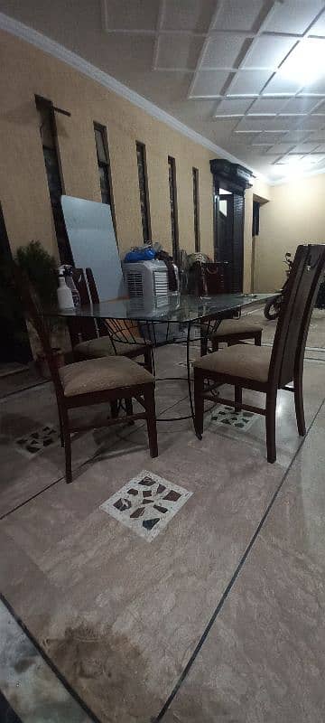 Glass Dining Table set with 4 Chairs of High-Quality Wood 1