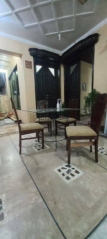 Glass Dining Table set with 4 Chairs of High-Quality Wood 2