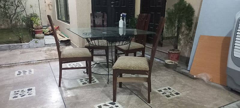 Glass Dining Table set with 4 Chairs of High-Quality Wood 3