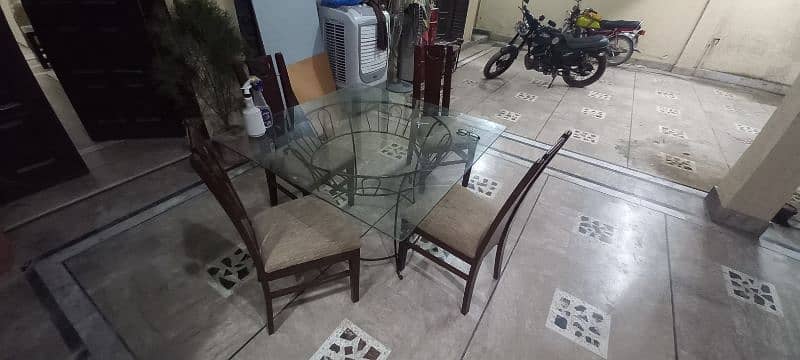 Glass Dining Table set with 4 Chairs of High-Quality Wood 4