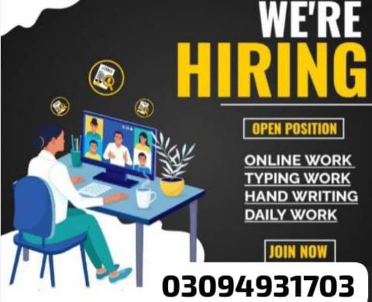 we require Male and female staff for our online work 2